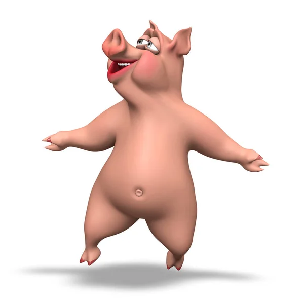 3D Illustration Cartoon Pig Character