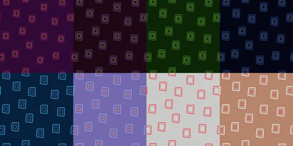 Ensemble Vectoriel Motifs Sans Couture Carrés Concentrés Dessinés Palette Couleurs — Image vectorielle