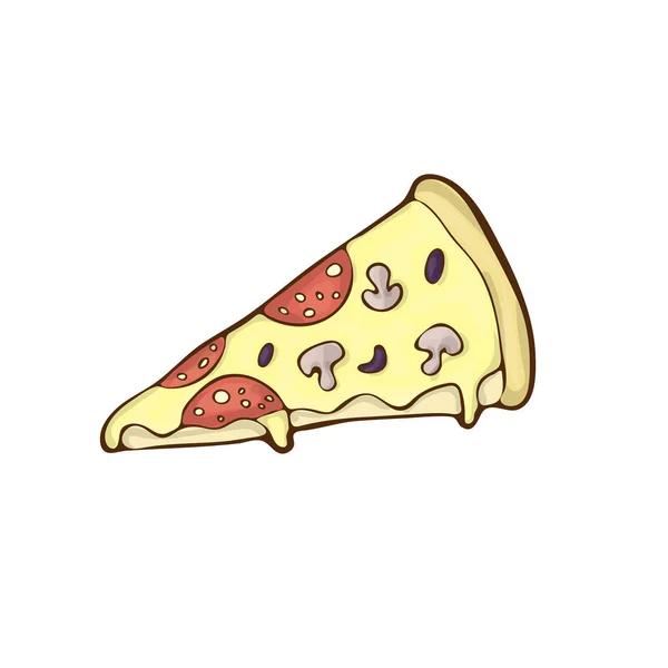 Fast food pizza ícone vetor desenho animado desenhado à mão —  Vetores de Stock