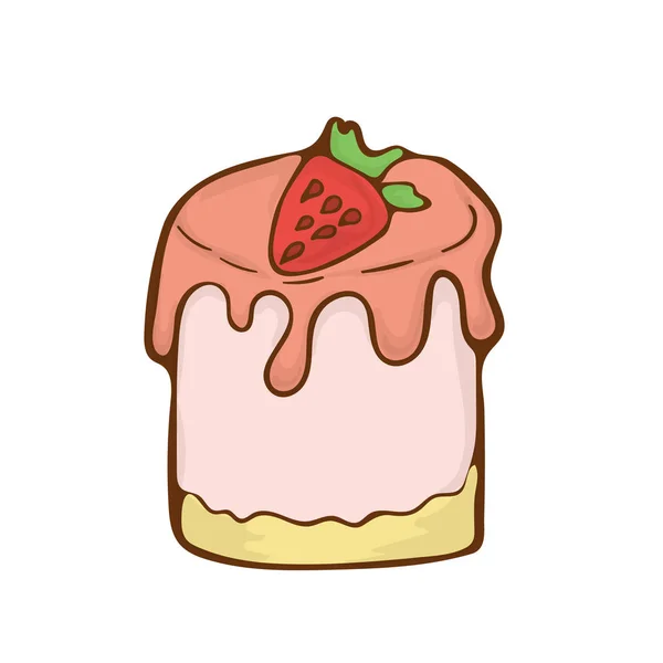 Gâteau sucré dessert vecteur icône dessin animé handdrawnn illustration . — Image vectorielle