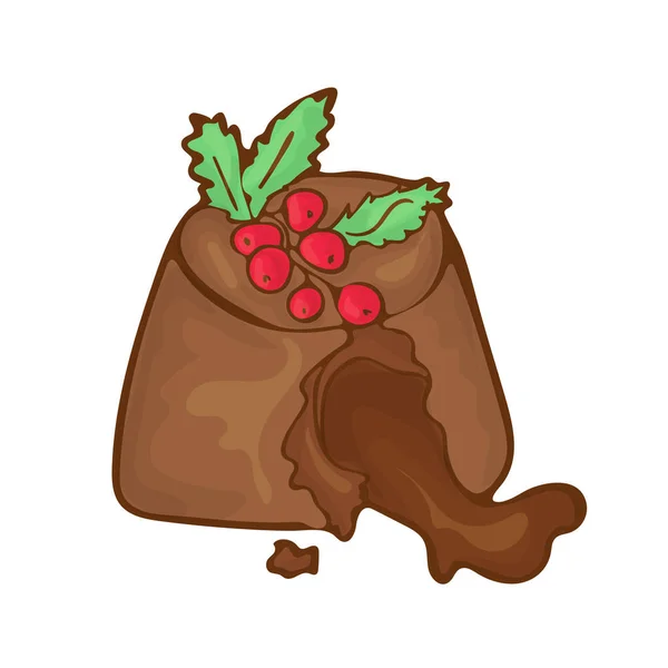Doce chocolate fondant sobremesa vetor ícone desenho animado handdrawnn ilustração . — Vetor de Stock