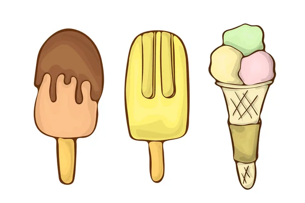 Süßes Eis Dessert Vektor Ikone Cartoon handgezeichnete Illustration. — Stockvektor