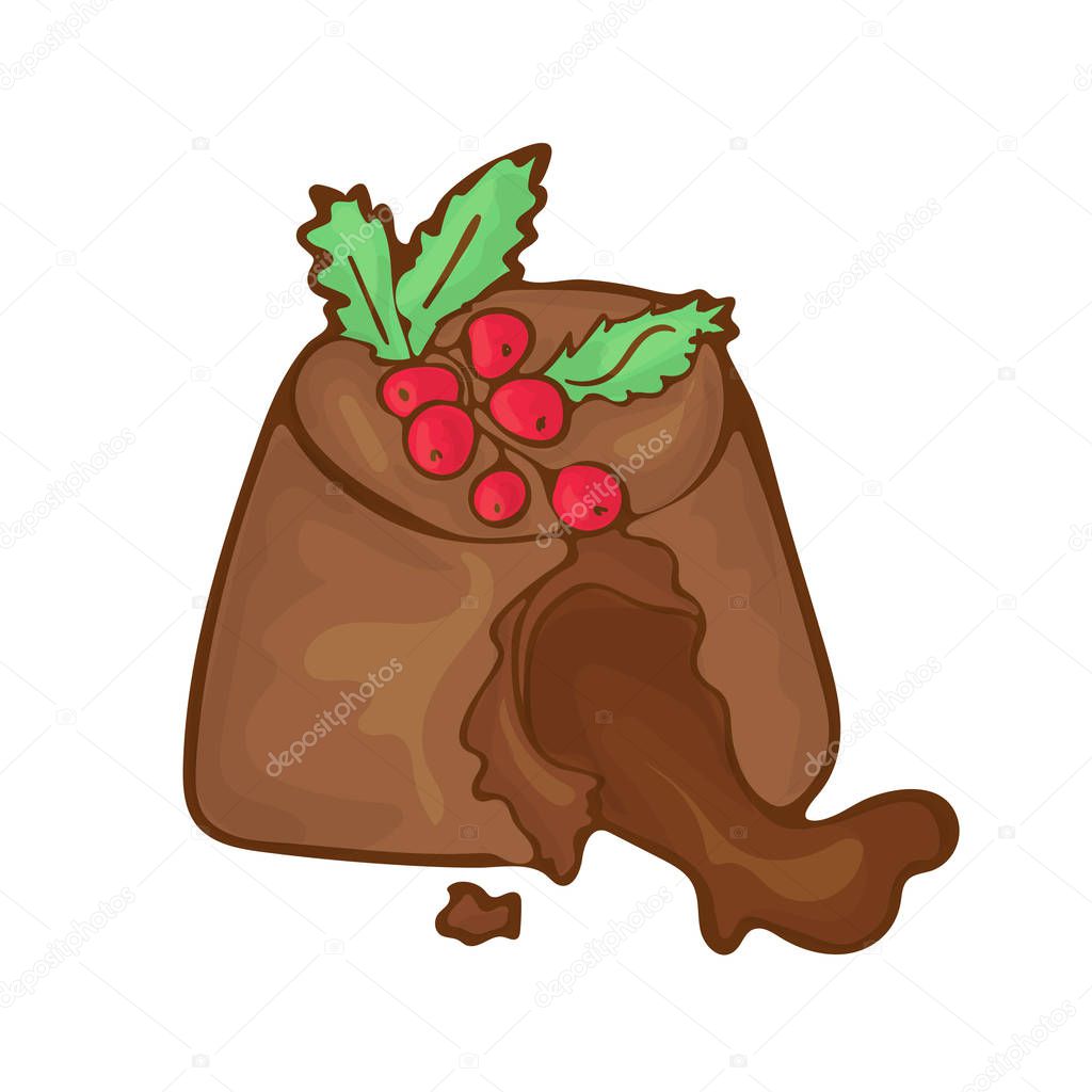 Sweet chocolate fondant dessert vector icon cartoon handdrawnn illustration.