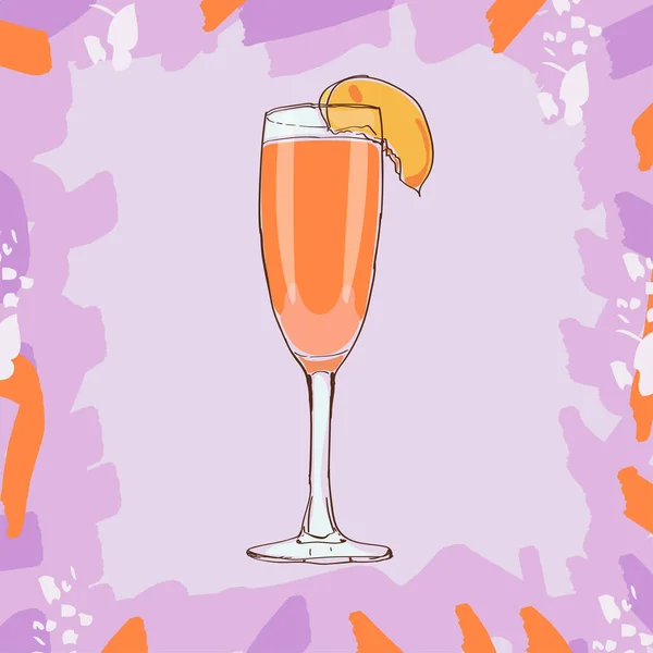 Ilustración Cócteles Bellini Cócteles Alcohólicos Ilustración Vectorial Dibujado Mano Bar — Vector de stock