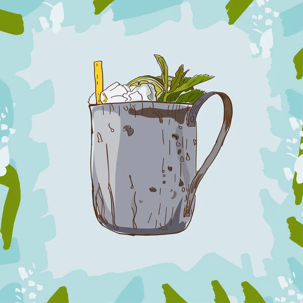 Illustration Dessinée Main Cocktail Mint Julep Collecte Vectorielle — Image vectorielle