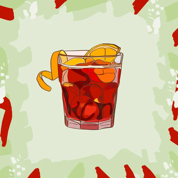 Ilustracja Koktajlowy Americano Koktajle Alkoholowe Ręcznie Rysowane Wektor Ilustracja — Wektor stockowy