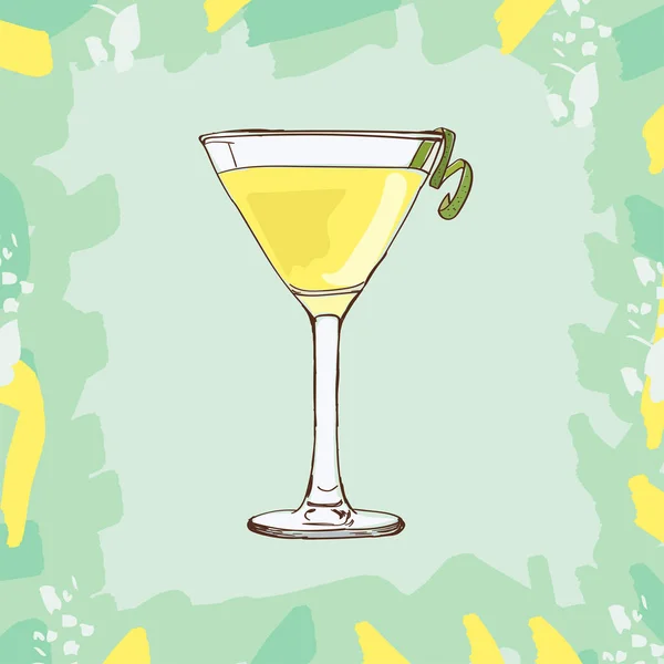Biała Dama Alkoholowe Cocktail Wektor Ilustracja Przepis Białym Tle — Wektor stockowy