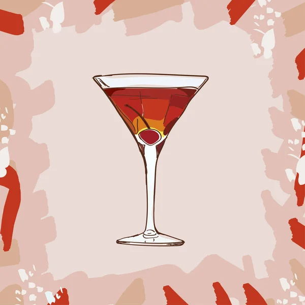 Rob Roy Alkoholische Cocktail Vektor Illustration Rezept Isoliert — Stockvektor