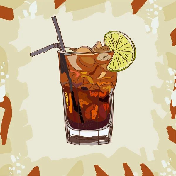 Long Island Iced Tea Classic Cocktail Illustration Collection Алкогольные Коктейли — стоковый вектор