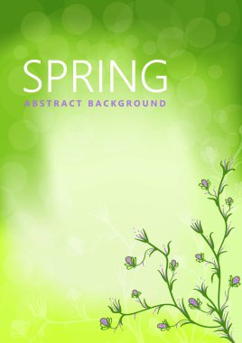 Yeşil renkte çiçek ve çiçek trendy Modern arka plan bahar. Soyut illüstrasyon vektör. Posterler için sunum, kartlar, kapsar.