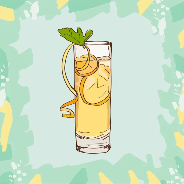 Dibujo Ilustración Aislada Cóctel Classics Contemporáneo Cuello Caballo Bar Bebida — Vector de stock