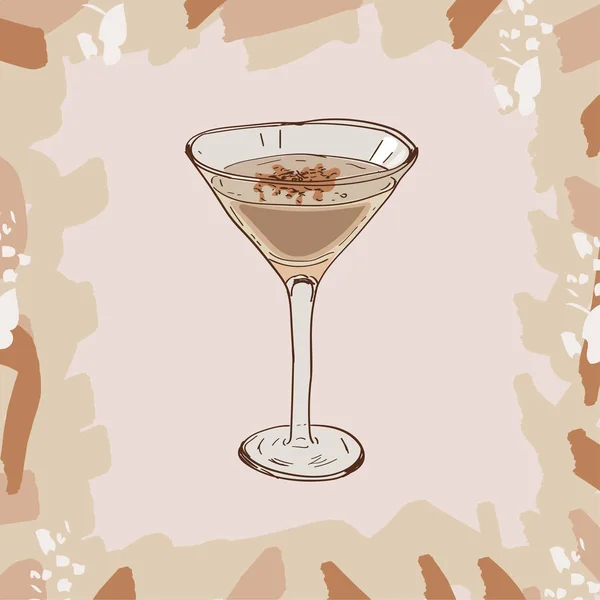 Načrtněte Izolované Ilustrace Koktejl Moderní Klasika Brandy Alexander Bar Alkoholický — Stockový vektor