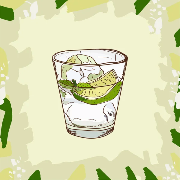 Croquis Illustration Isolée Cocktail Contemporary Classics Gin Tonic Bar Boisson — Image vectorielle