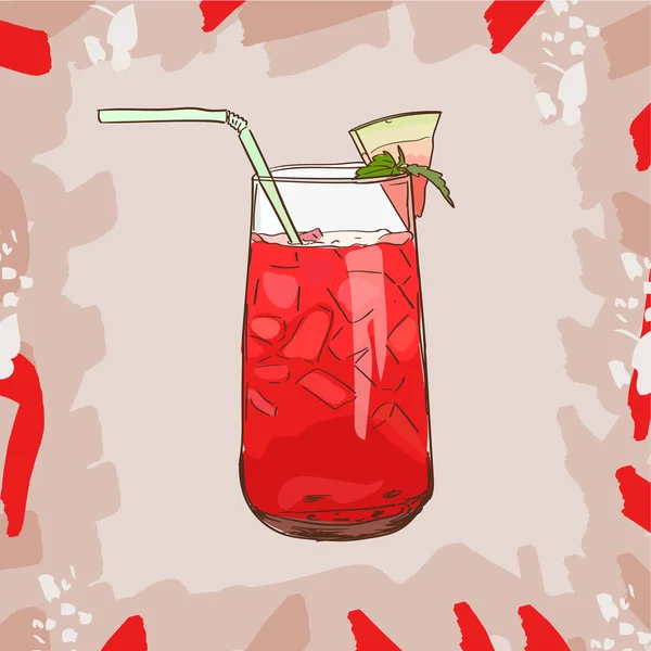 Sfondo con vaso di vetro con succo fresco di anguria. Disintossicazione per la salute. Illustrazione vettoriale . — Vettoriale Stock