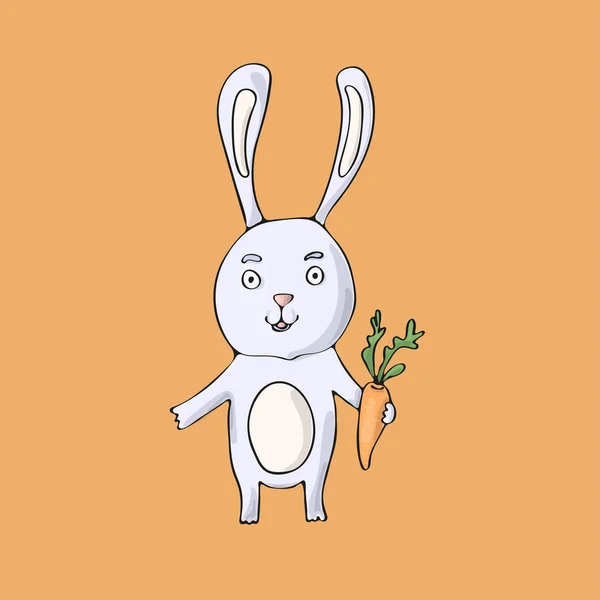 Rabbit Cute Orange Background Isolated Cartoon Vector Character Gradients Hand — Stock Vector