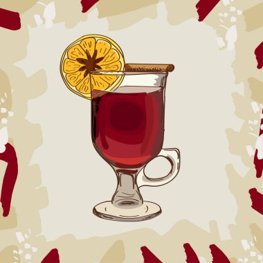 Sıcak Grog klasik kokteyl illüstrasyon koleksiyonu. Alkollü kokteyller çizilmiş vektör çizim set el. Sıcak seasonnal kış içki klasik görüntü sketch. Menü öğesi görüntü vektör.