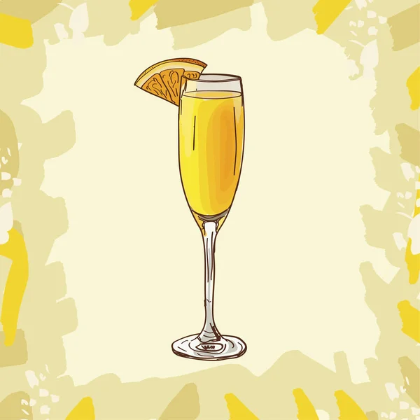 Zeitgenössische Klassiker Mimose Bar Alkoholisches Getränk Vektor Handgezeichnete Menü Design — Stockvektor