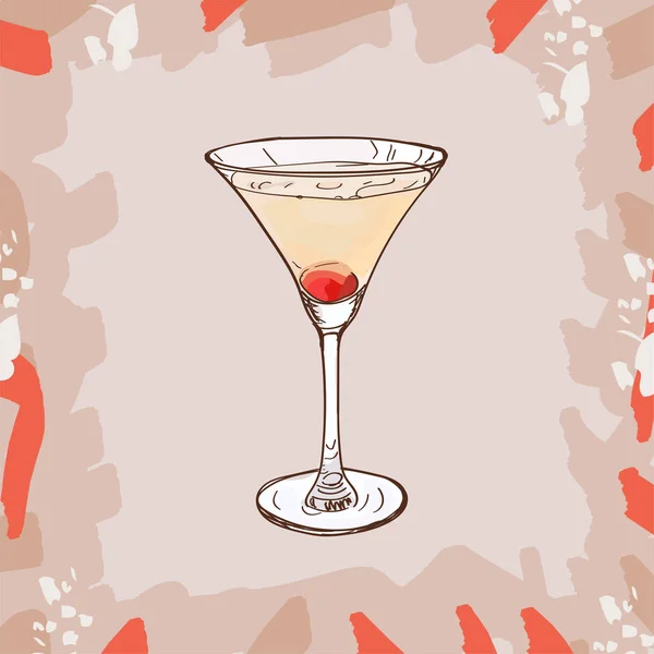 Casino zeitgenössische klassische Cocktail-Illustration. alkoholischer Bargetränk handgezeichneter Vektor. Pop Art isoliert Skizze Stil Menüpunkt. — Stockvektor