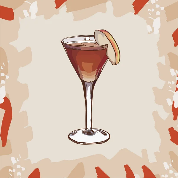 Angel Face, låg alkoholhalt, apple-aprikos smak samtida klassisk cocktail illustration. Alkoholhaltiga bar drink handen ritade vektor. Pop art isolerade skiss stil menyn moment. — Stock vektor
