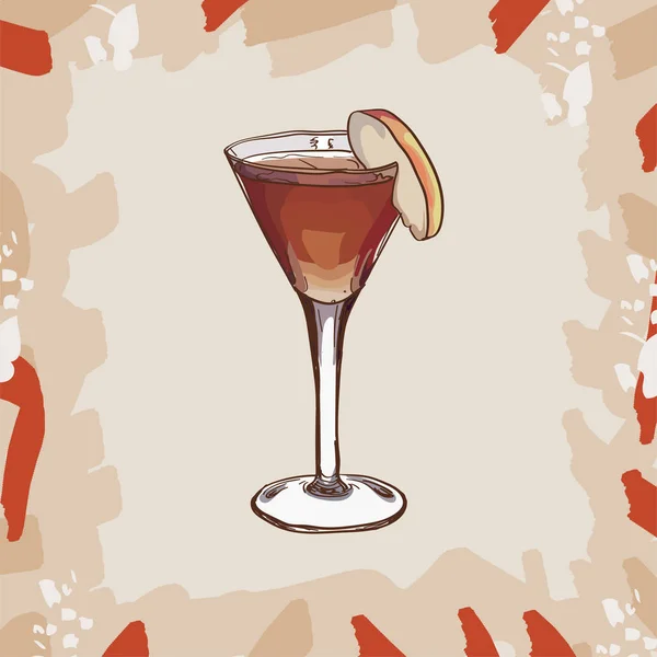 Angel Face, faible teneur en alcool, goût pomme-abricot Illustration classique contemporaine de cocktail. Boisson alcoolisée bar dessiné à la main vecteur. Pop art isolé sketch style élément de menu . — Image vectorielle