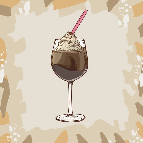 MudSlide cocktail ilustração. Alcoólico clássico bar beber mão vetor desenhado. Pop art —  Vetores de Stock