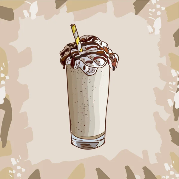 Recette de milkshake à la vanille. Élément de menu pour café ou restaurant avec boisson fraîche au lait. Cocktail frais pour une vie saine . — Image vectorielle