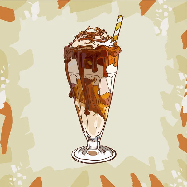 Recette de milkshake au caramel salé. Élément de menu pour café ou restaurant avec boisson fraîche au lait. Cocktail frais pour une vie saine . — Image vectorielle