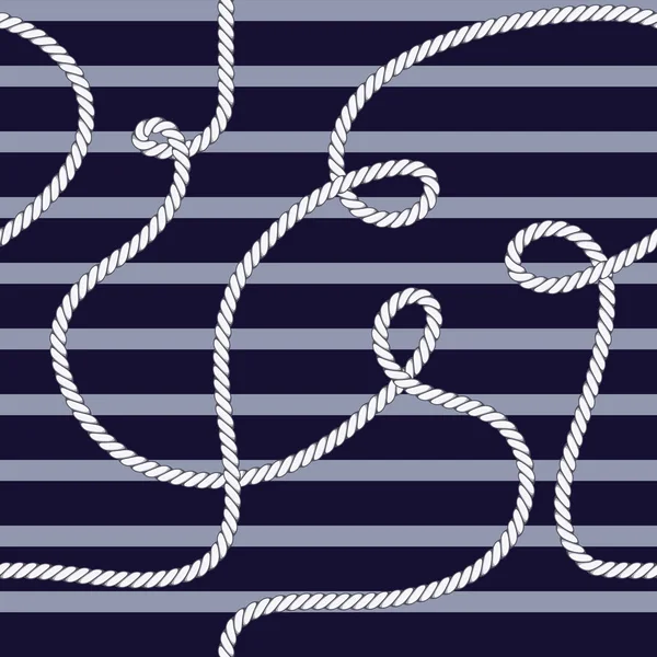 Elegante trendige moderne Vektor nahtlose Muster mit schönen Mode Marine Seil auf einem marineblauen Hintergrund. für Textilien, Backround, Poster, Clotches und Accessoires. — Stockvektor