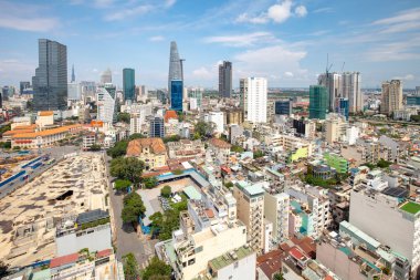 Ho Chi Minh Şehri üzerinde hava manzarası