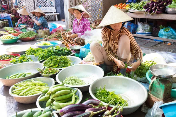 Cai Septiembre Puesto Venta Verduras Delta Del Mekong Cai Vietnam — Foto de Stock