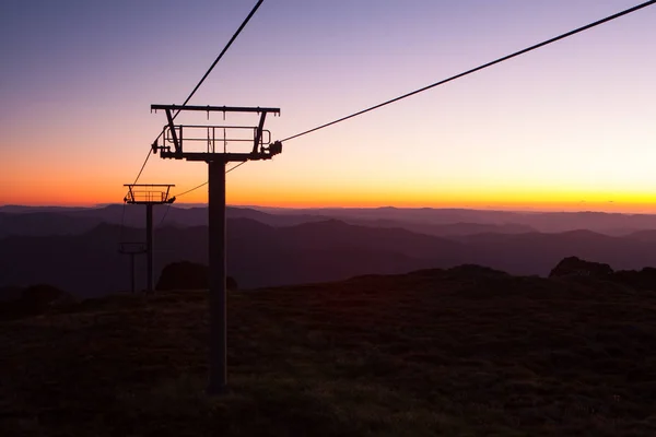 Mt Buller Ski Lift and Equipment At Night — Stock Photo, Image