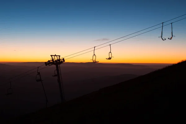 Mt Buller Ski Lift and Equipment At Night — Stock Photo, Image