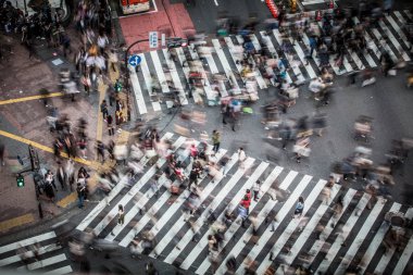 Shibuya Tokyo 'yu geçiyor.