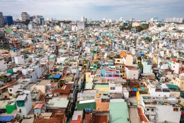 Ho Chi Minh Şehri üzerinde hava manzarası