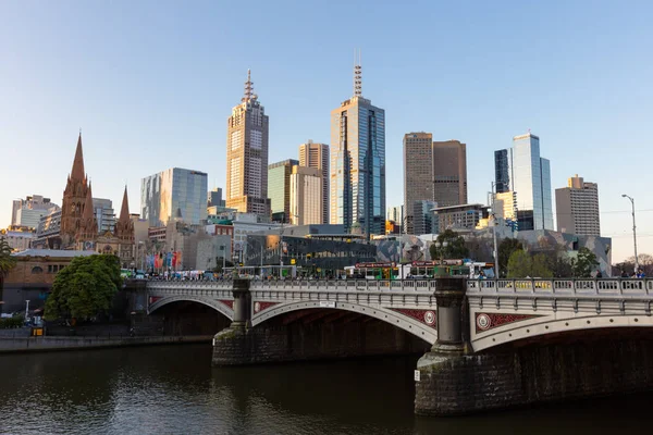 Melbourne Skyline au coucher du soleil — Photo