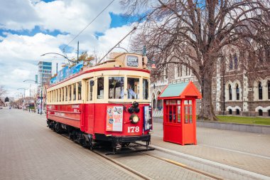 Christchurch Tramvay Yeni Zelanda'da Güneşli Bir Günde