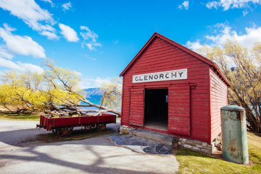Glenorchy Boatshed on a Sunny Day in New Zealand clipart