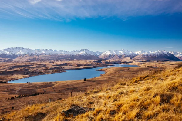 MT John Walkway Lake Tekapo op een zonnige dag in Nieuw-Zeeland — Stockfoto