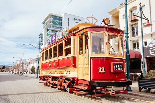 Christchurch Tramway em um dia ensolarado na Nova Zelândia — Fotografia de Stock