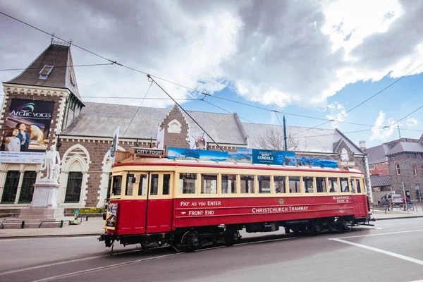 Christchurch Tramway em um dia ensolarado na Nova Zelândia — Fotografia de Stock