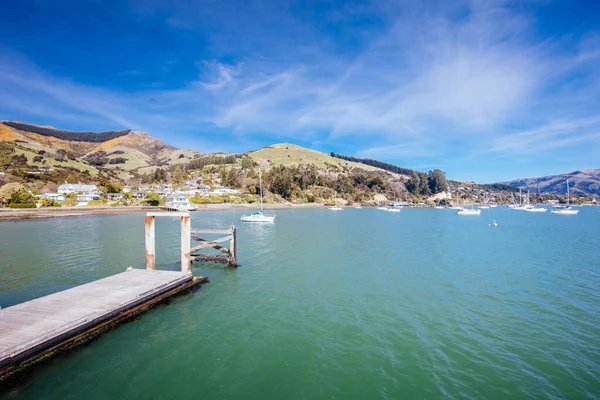 Akaroa Pier in new Zealand in Spring — Stock Photo, Image