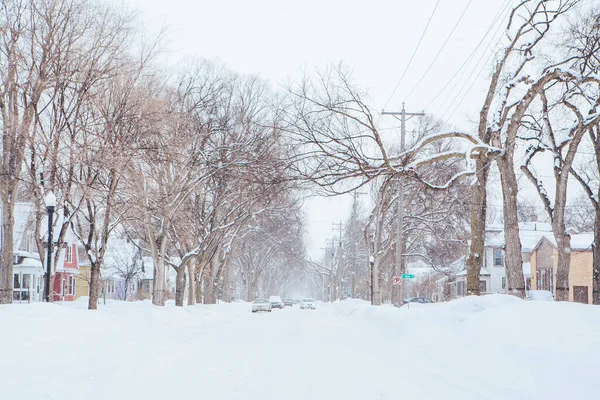 白雪覆盖的街道法戈美国 — 图库照片