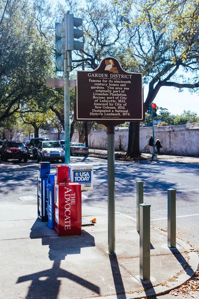 Garden District Signage Nueva Orleans Estados Unidos — Foto de Stock