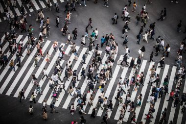 Shibuya Tokyo 'yu geçiyor.