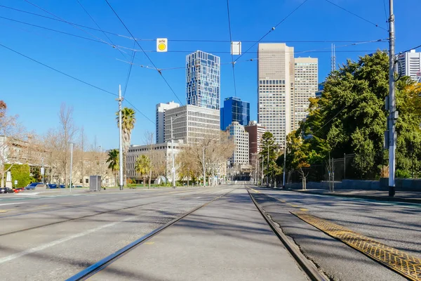 Tiché ulice Melbourne během pandemie coronaviru — Stock fotografie