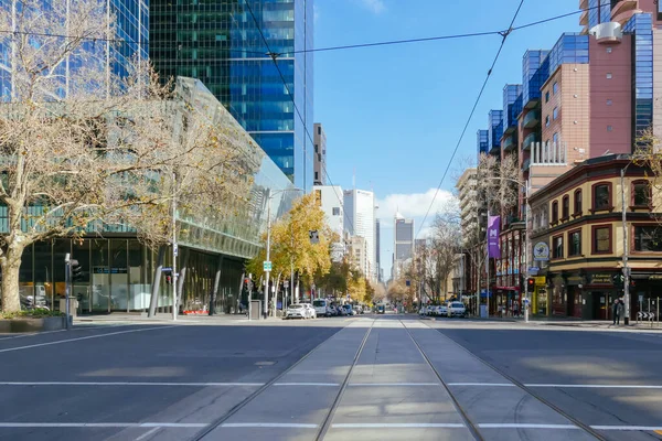 Tiché ulice Melbourne během pandemie coronaviru — Stock fotografie