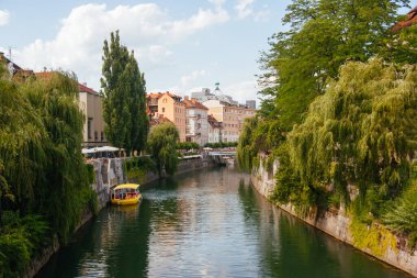 Slovenya 'da Ljubljana Nehri Görünümü
