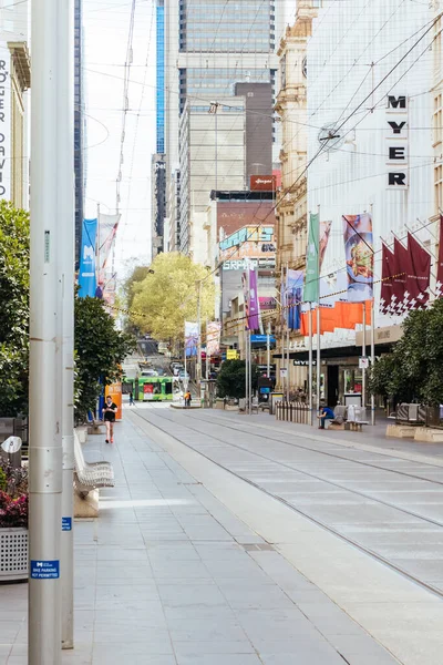 Rues tranquilles de Melbourne pendant la pandémie de coronavirus — Photo