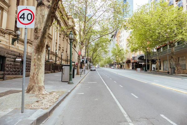 Ciche ulice Melbourne podczas pandemii koronawirusowej — Zdjęcie stockowe