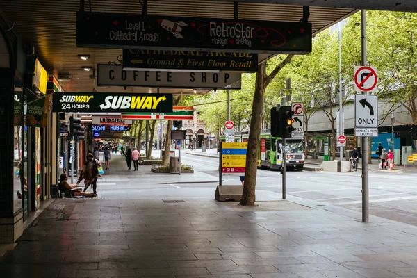 Rues tranquilles de Melbourne pendant la pandémie de coronavirus — Photo